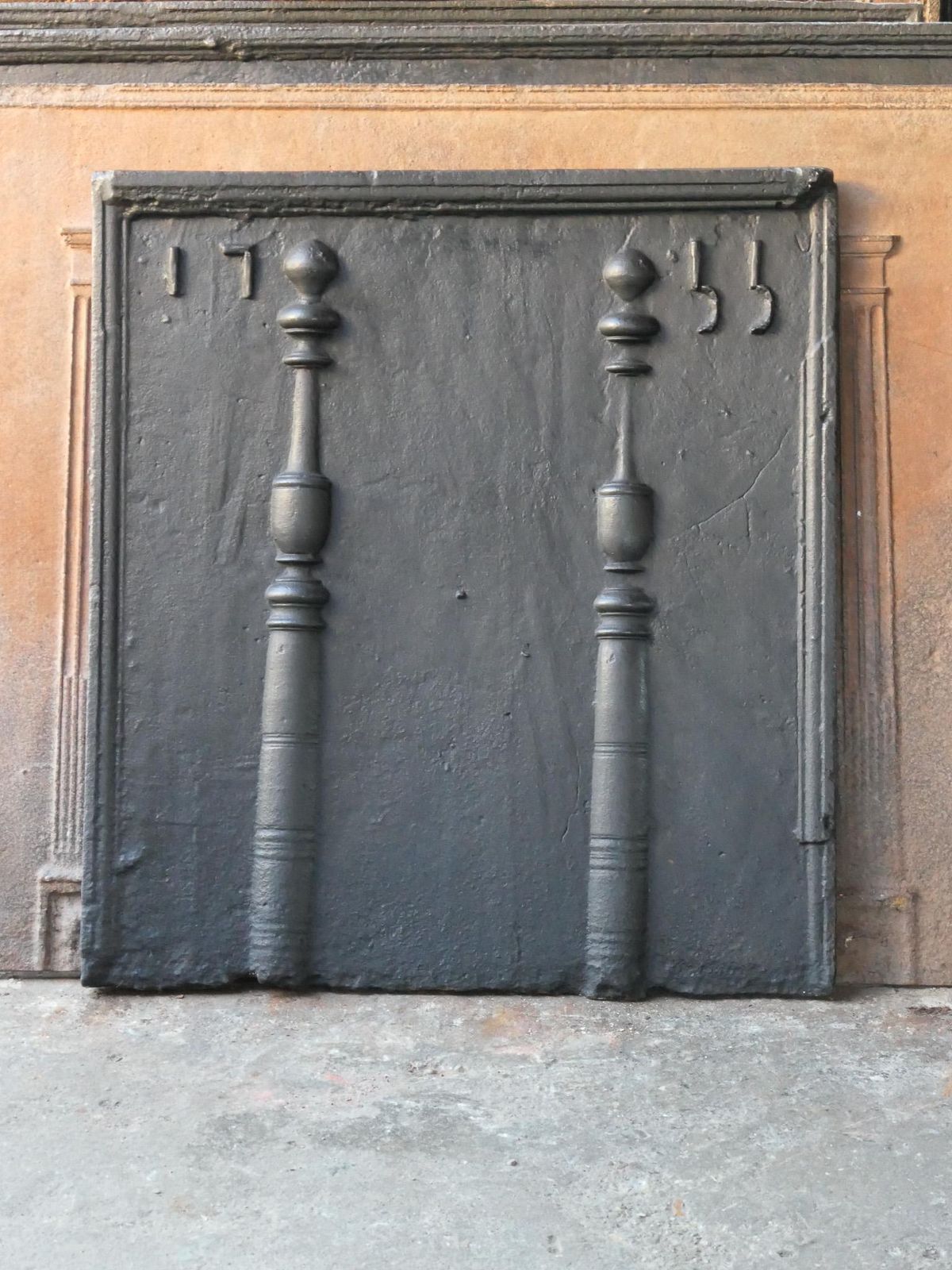 18th Century French Fireback / Backsplash With Pillars Of Hercules, Dated 1755 photo vinterior