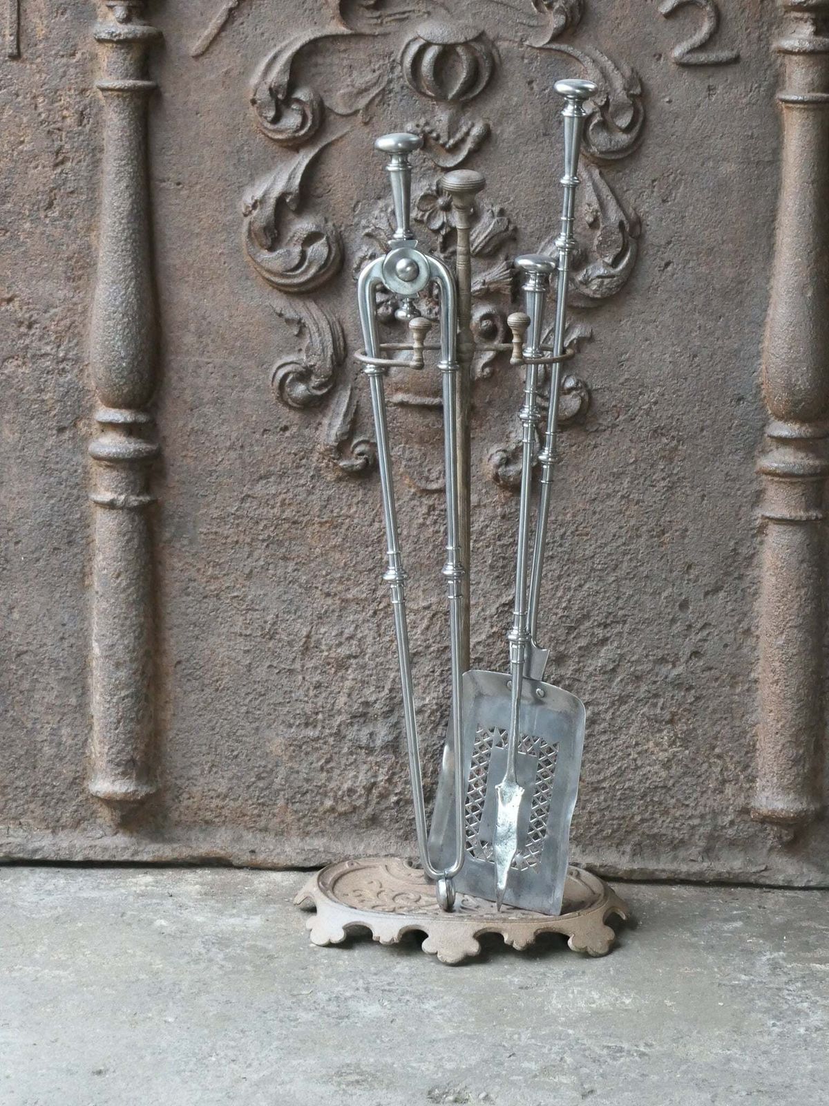 Large 18th   19th C. English Georgian Polished Steel Fire Irons photo furniture