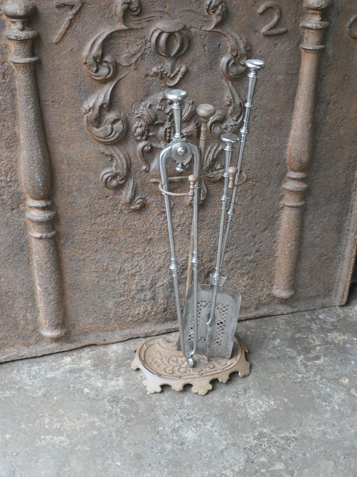 Large 18th   19th C. English Georgian Polished Steel Fire Irons photo Home Fixtures