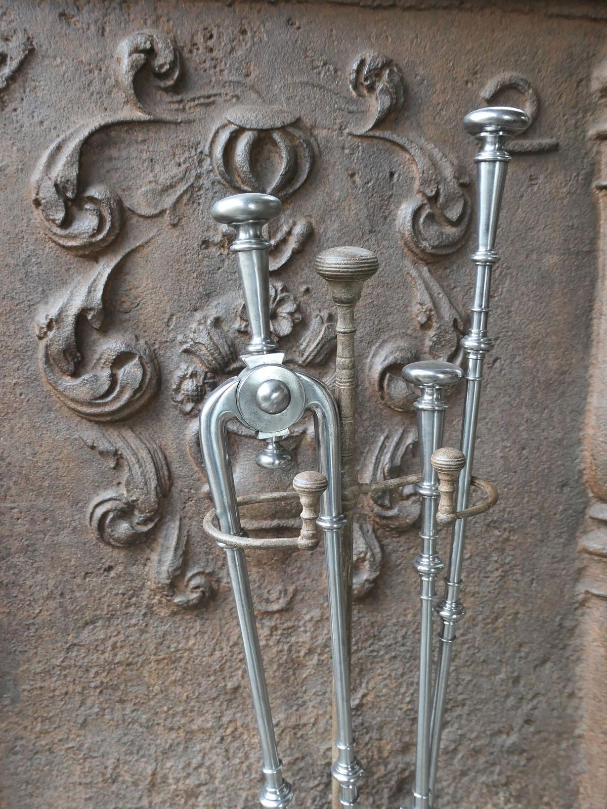 Large 18th   19th C. English Georgian Polished Steel Fire Irons photo 1173.0