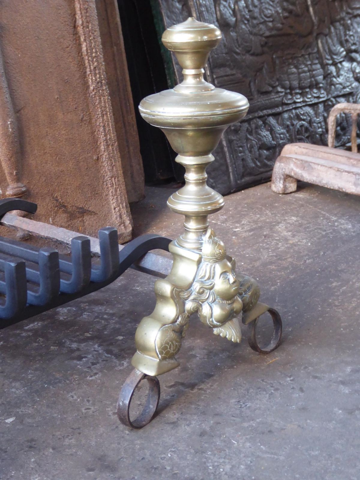 photo for sale Antique French Louis XIV Fire Grate, Fireplace Grate, 17th Century