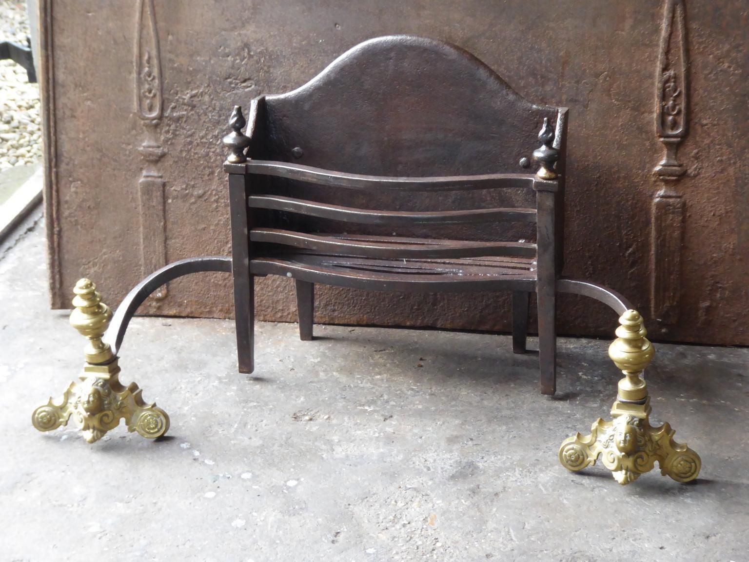 Large 18th 19th Century French Neoclassical Fire Grate, Fireplace Grate photo for sale