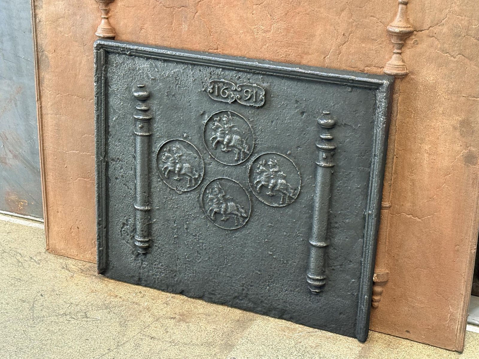 French Louis XIV Period 'Horses' Fireback / Backsplash, 17th Century photo Home Fixtures