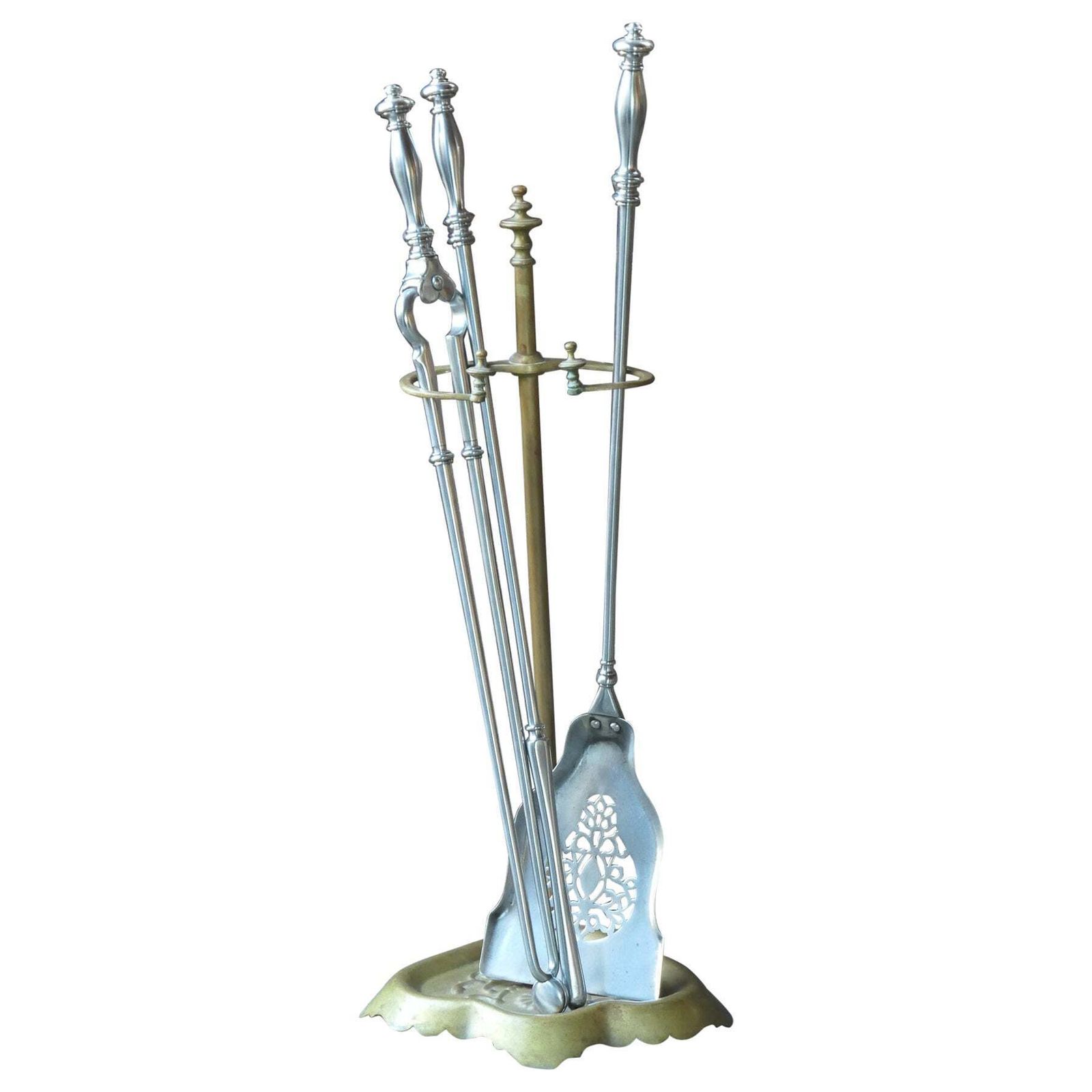 English Brass An Polished Steel Georgian Fireplace Tool Set, 18th 19th C