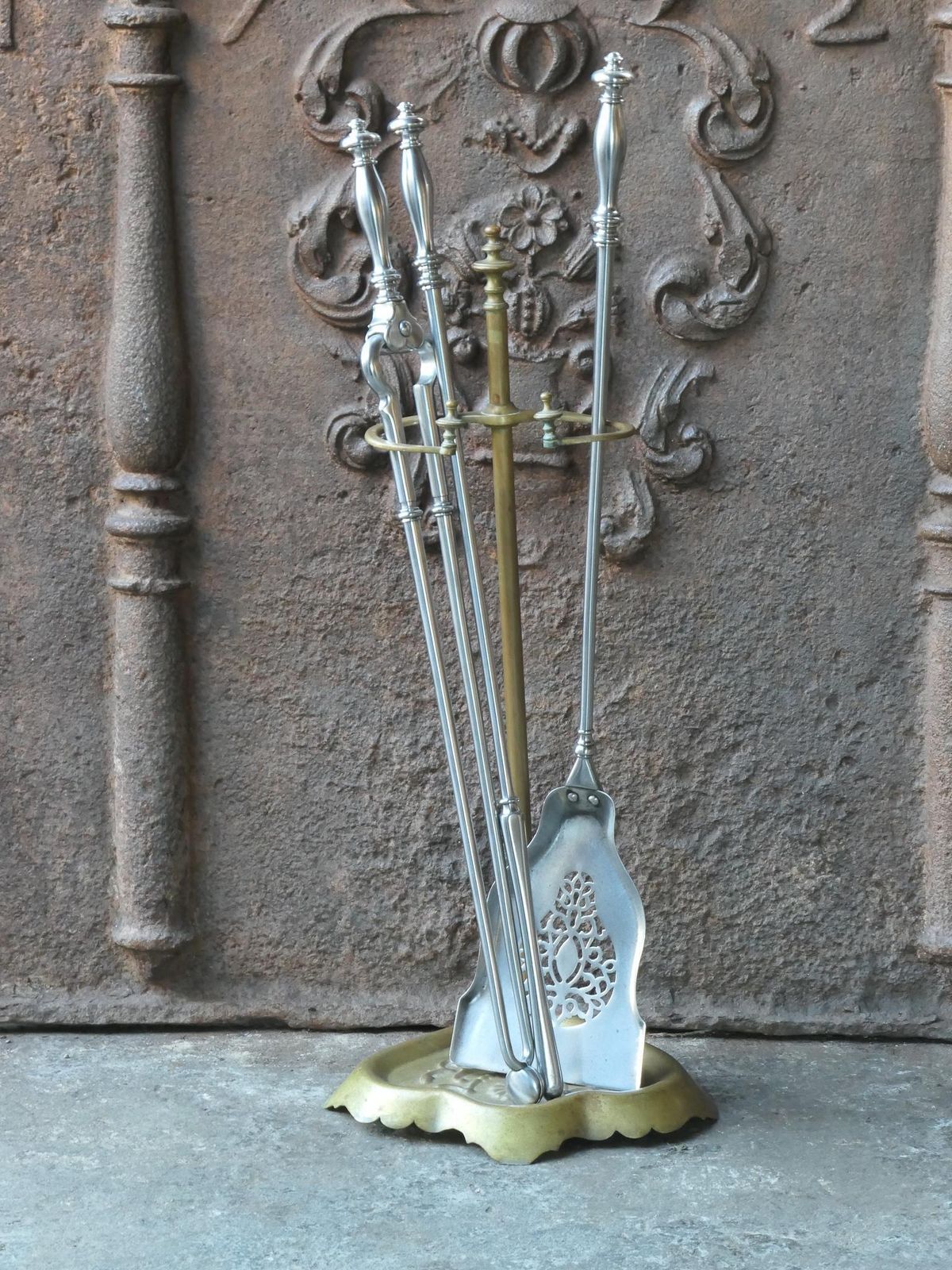 English Brass An Polished Steel Georgian Fireplace Tool Set, 18th 19th C photo furniture