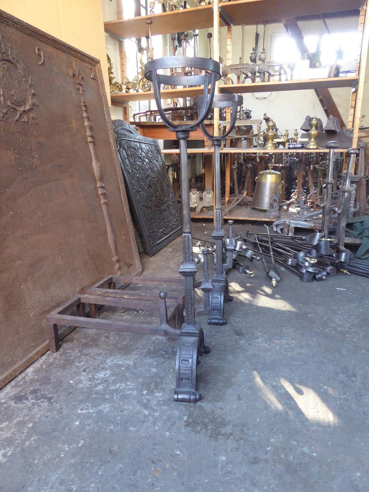 photo buy Antique French Neoclassical Fireplace Grate, Fire Grate, 18th 19th Century
