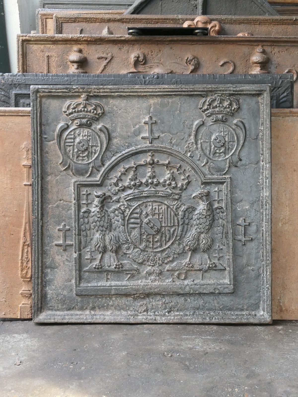 Antique French 'Arms Of Lorraine' Fireback / Backsplash, 17th Century photo furniture