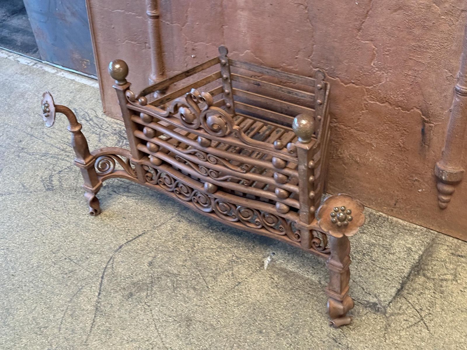 Art Nouveau Period 'Ringlever' Fireplace Log Grate, Early 20th Century photo Home Fixtures