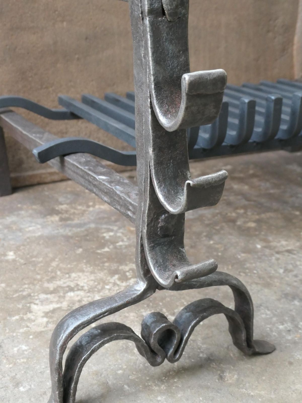 Home Fixtures Beautiful French Gothic Fireplace Grate Or Fire Basket, 17th Century photo
