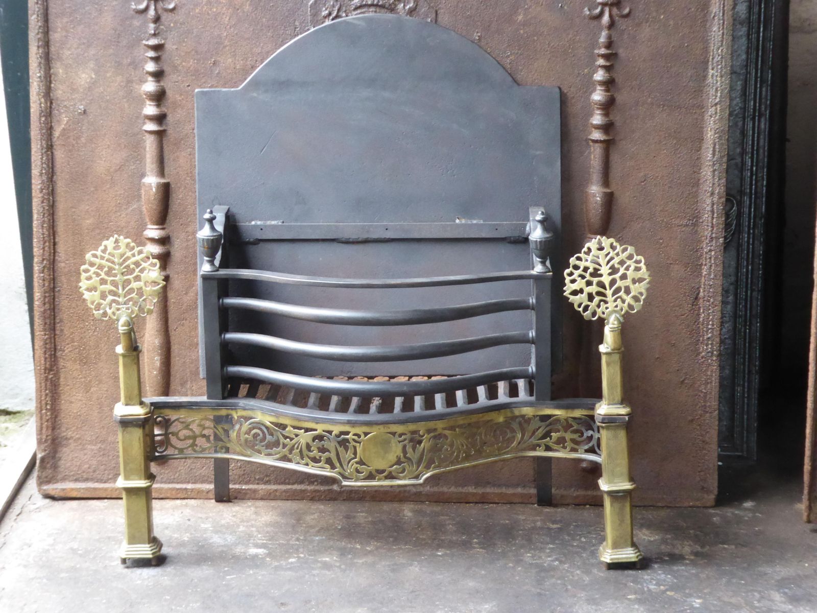 Exquisite English Art Nouveau Fireplace Grate, Fire Grate photo furniture