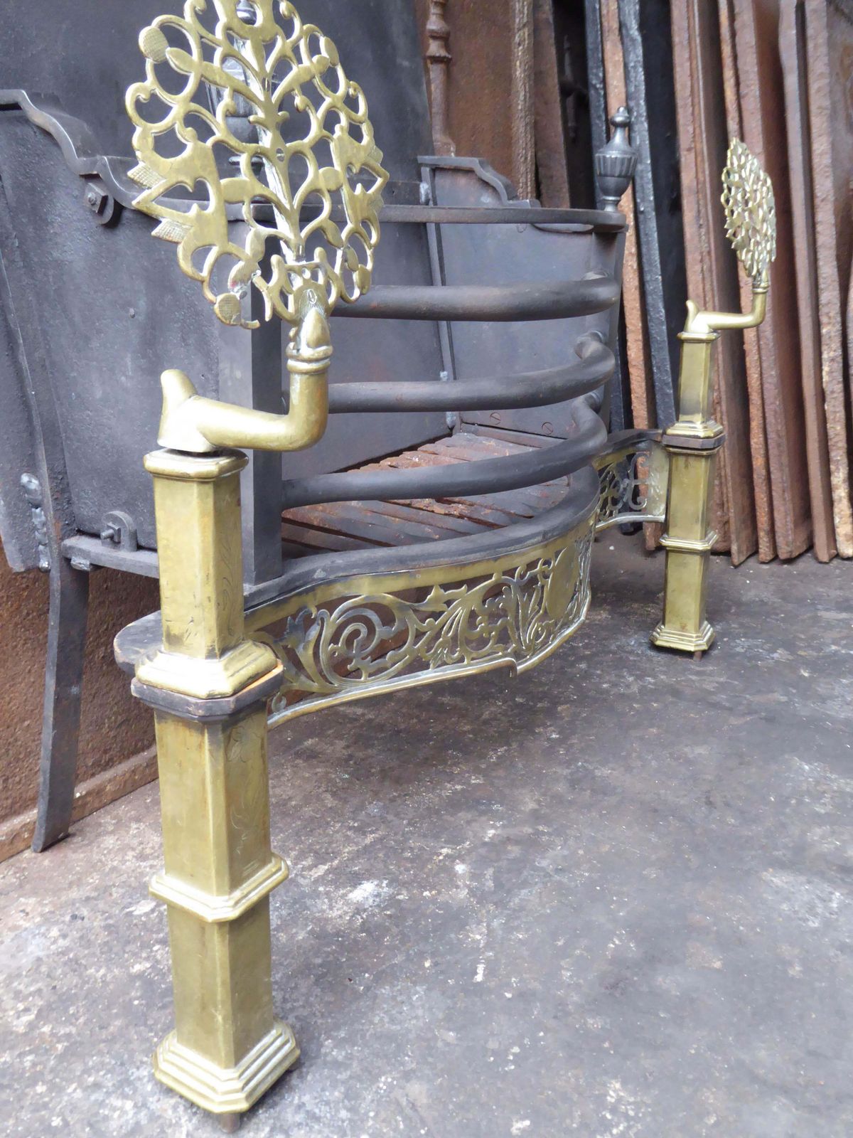Exquisite English Art Nouveau Fireplace Grate, Fire Grate photo 1258.0
