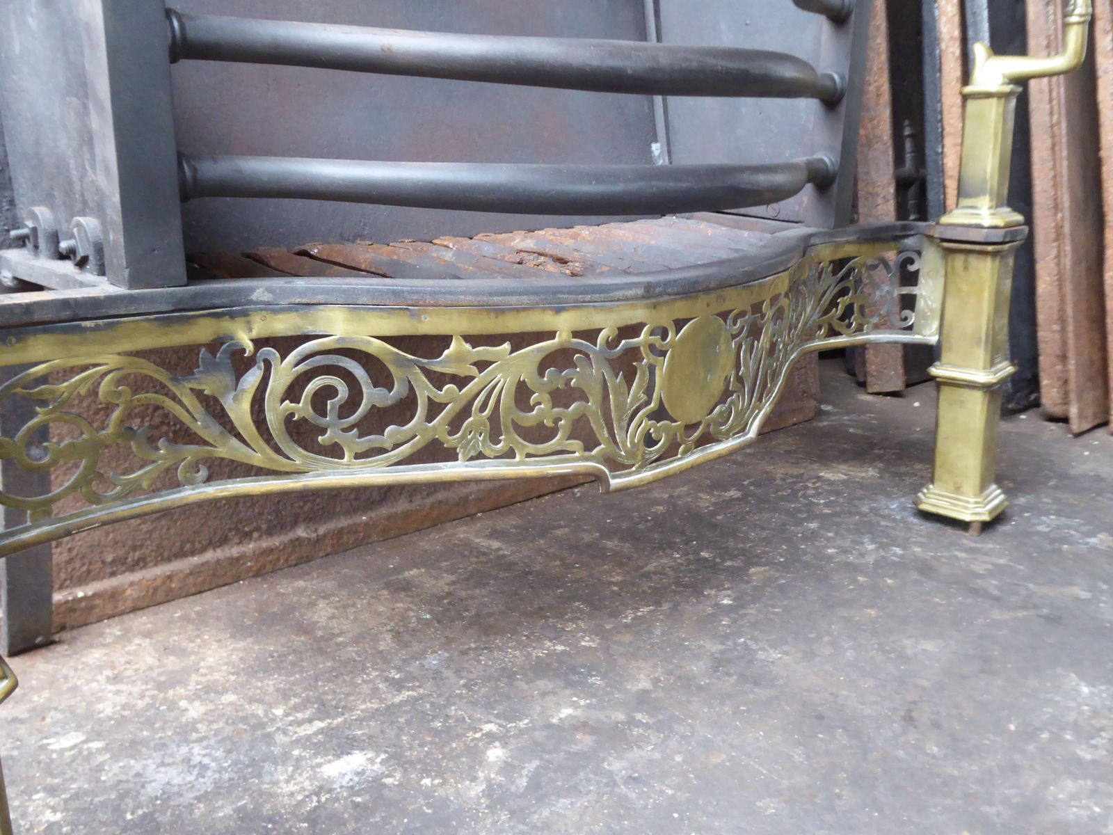 Exquisite English Art Nouveau Fireplace Grate, Fire Grate photo buy