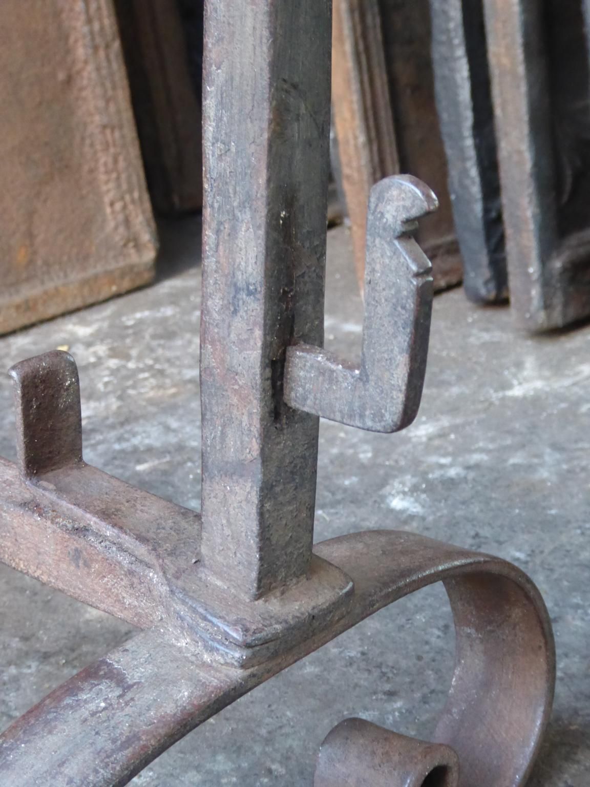 Hand Forged French Napoleon III Andirons Or Firedogs, 19th Century photo buy
