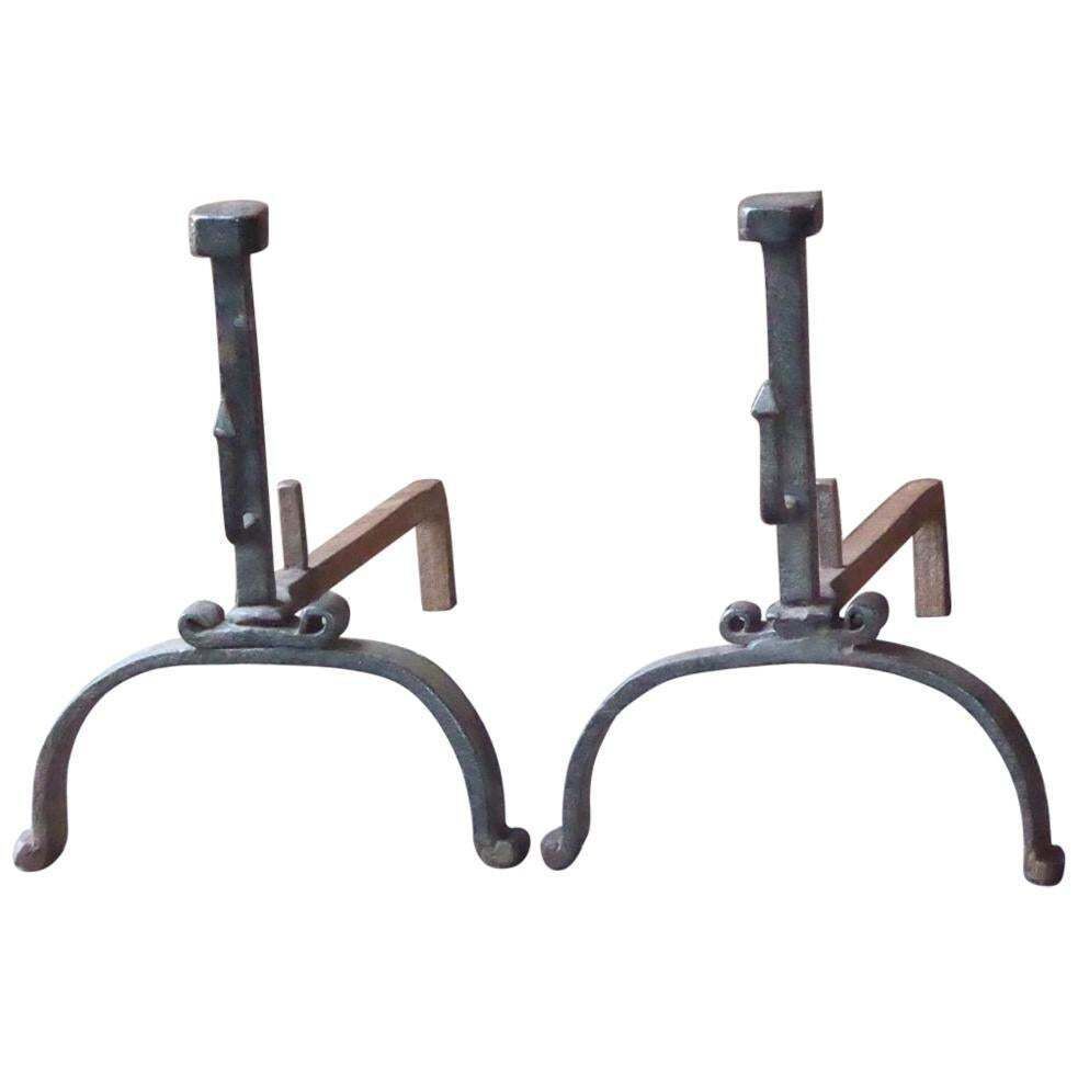 18th Century French Louis XV Andirons Or Firedogs