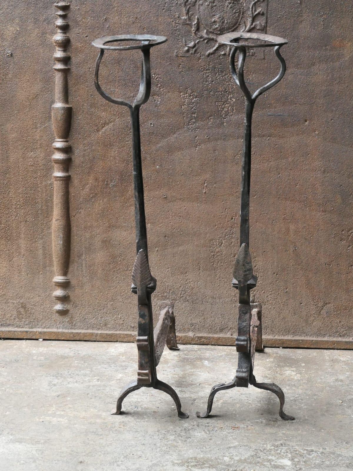 Large French Gothic Style Andirons Or Firedogs photo furniture