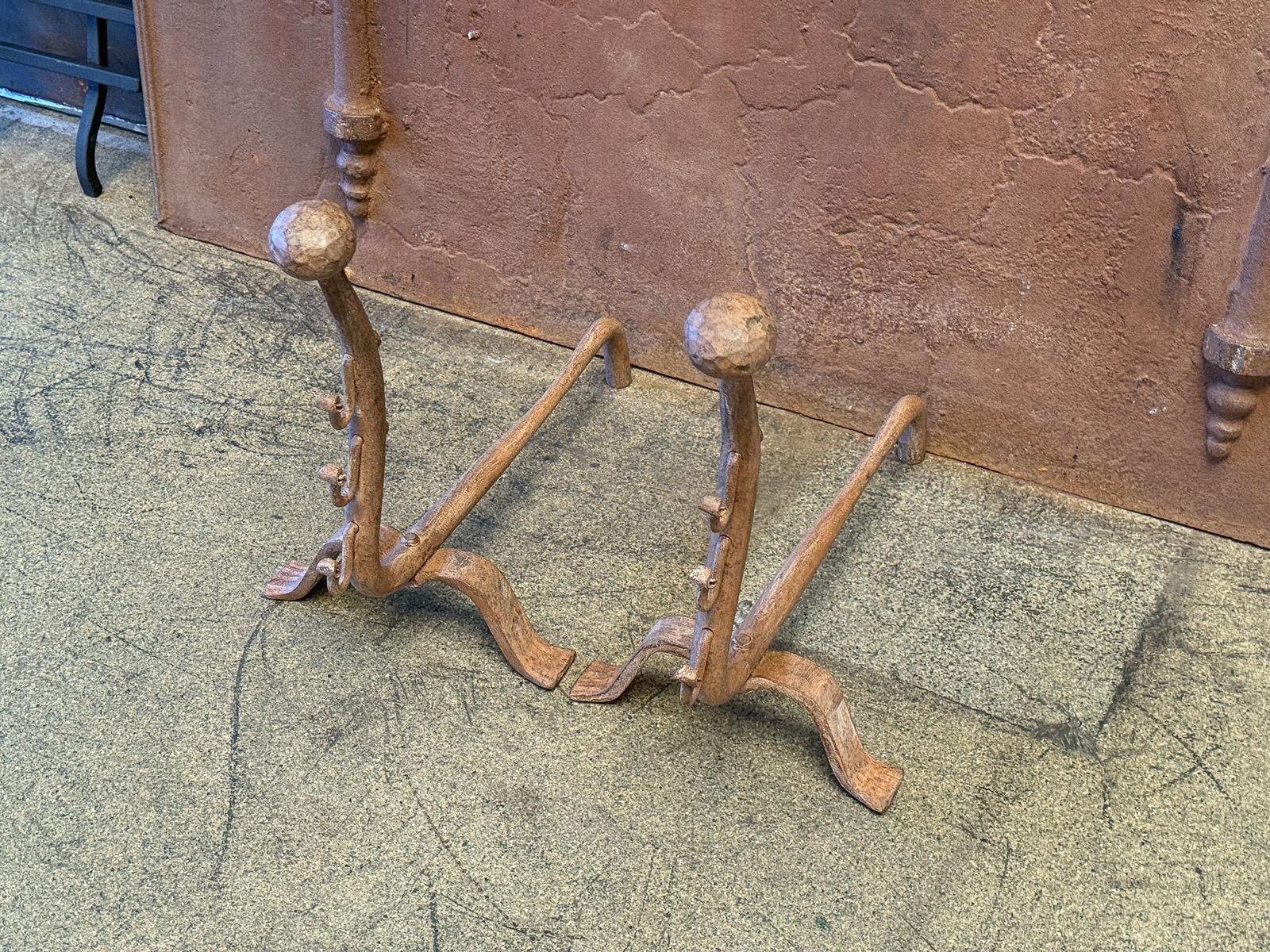 French Napoleon III Style Andirons Or Firedogs, 20th Century photo vinterior