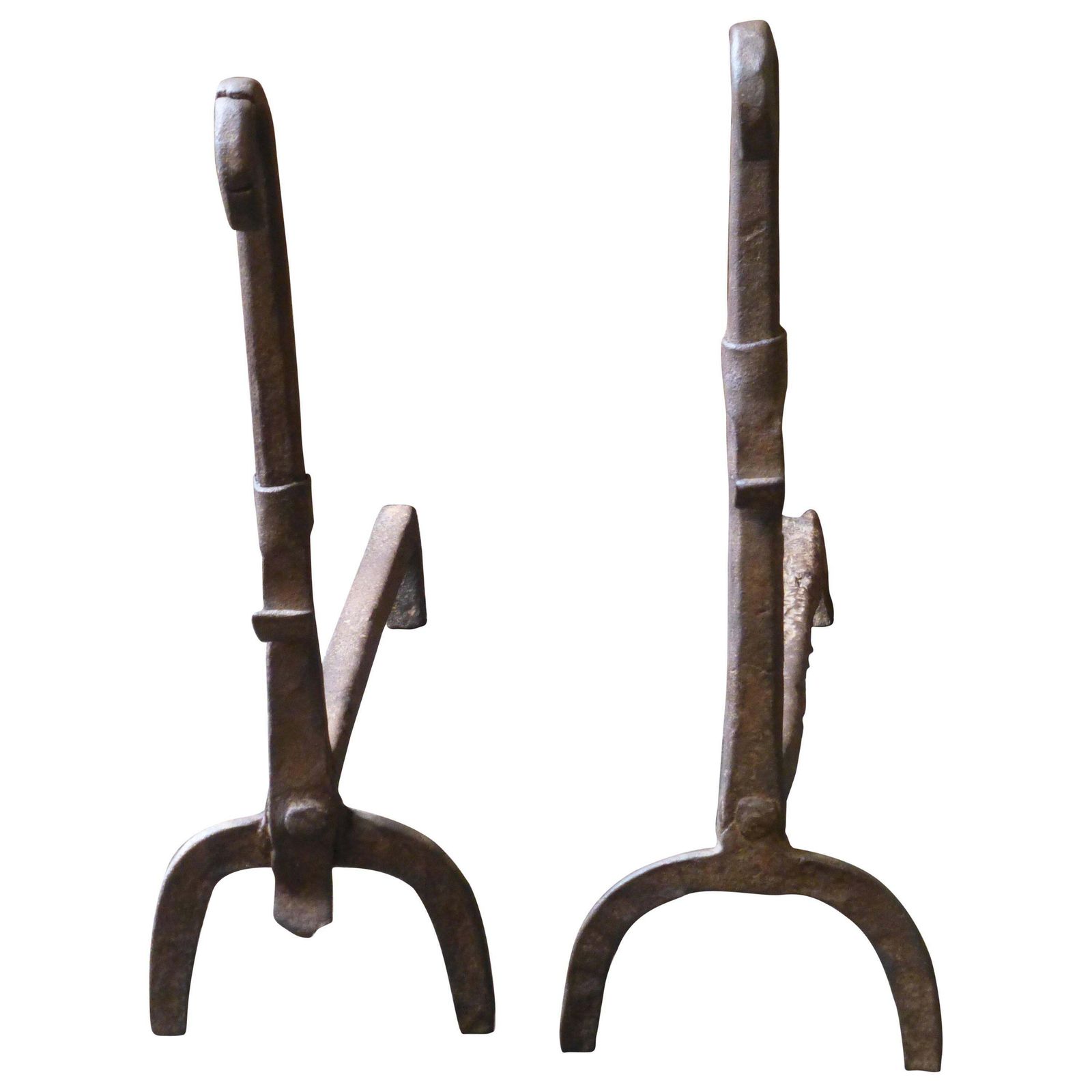 18th Century Horseshoe Andirons, Firedogs