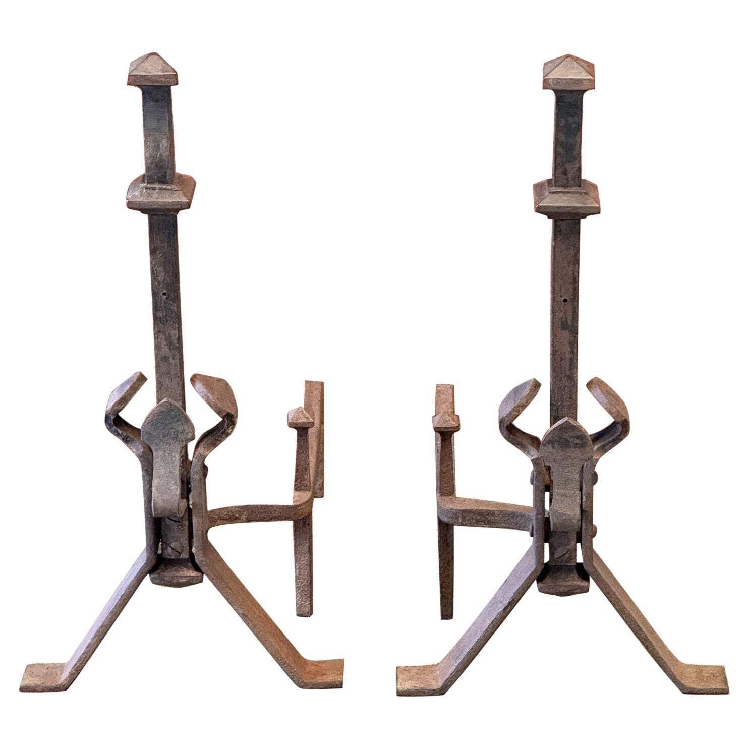 20th Century French Napoleon III Style Andirons Or Firedogs