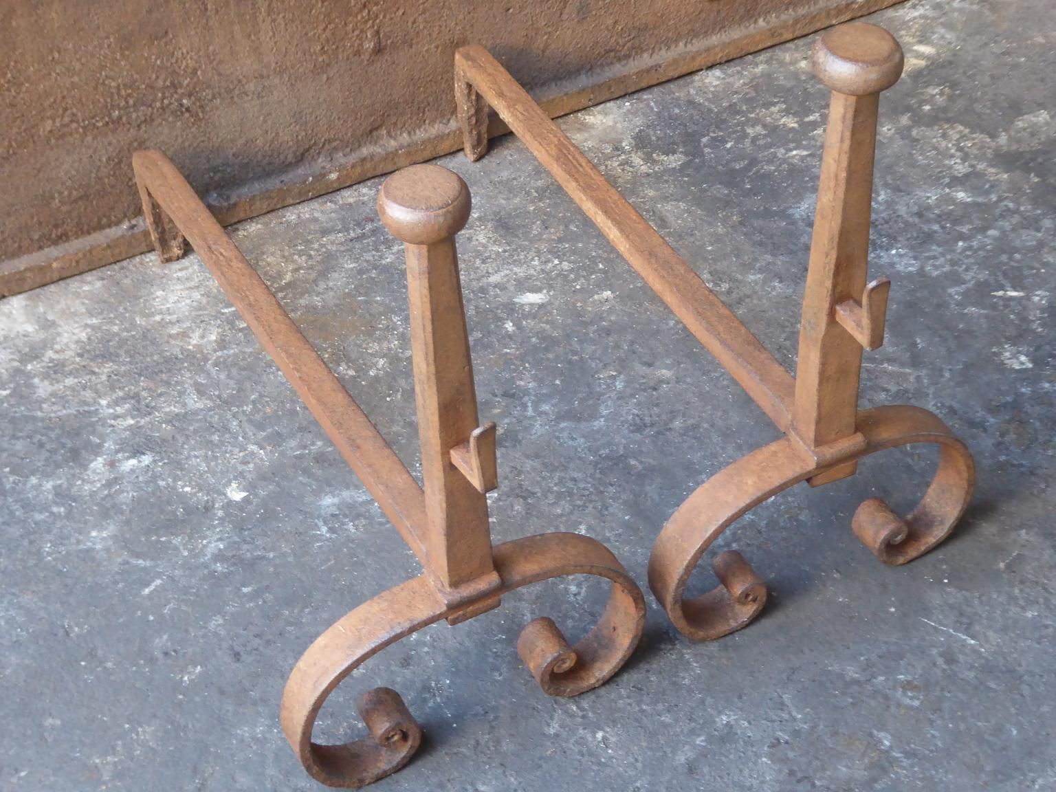 19th Century French Louis XV Andirons Or Firedogs photo for sale