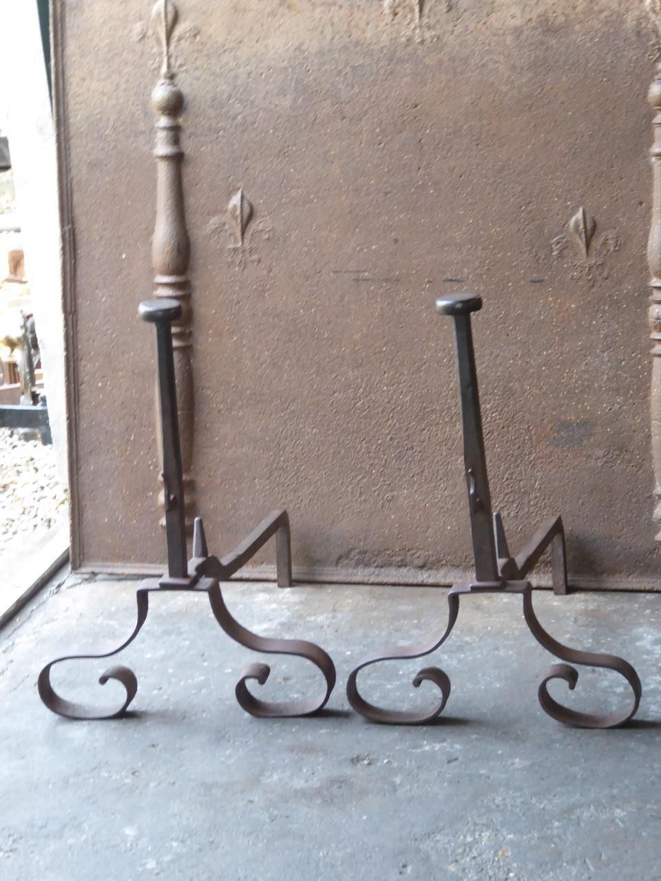 Antique French Louis XV Style Andirons Or Firedogs photo for sale