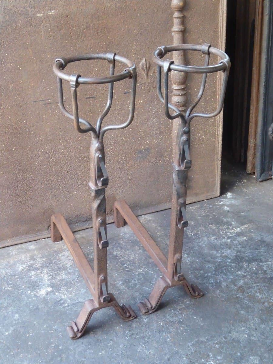 20th Century French Gothic Style Andirons Or Firedogs photo Home Fixtures