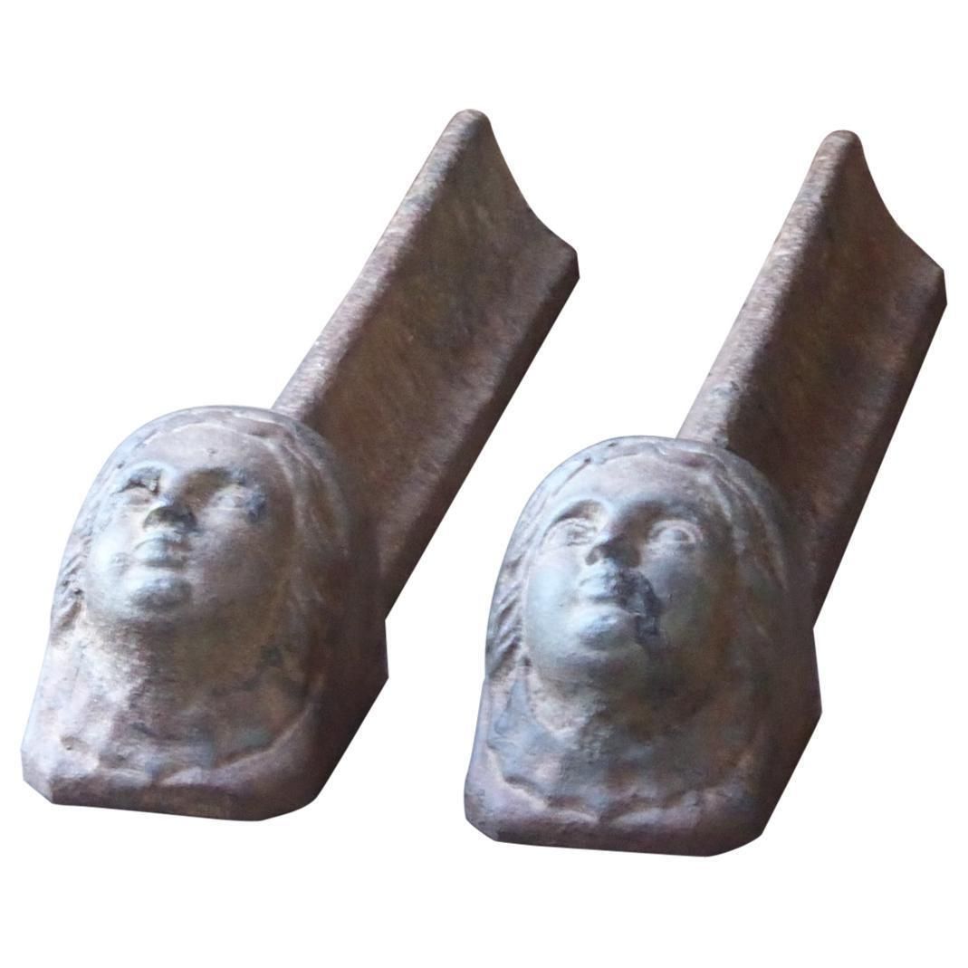 Antique French Louis XV Andirons Or Firedogs, 18th Century