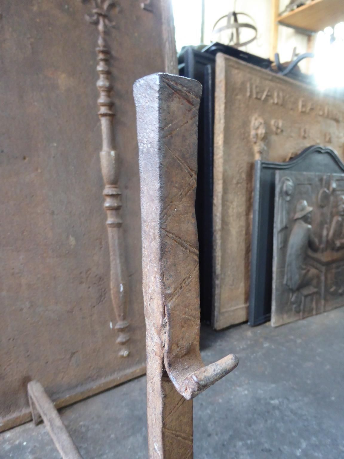 Antique French Gothic Andirons Or Firedogs, 17th Century photo buy