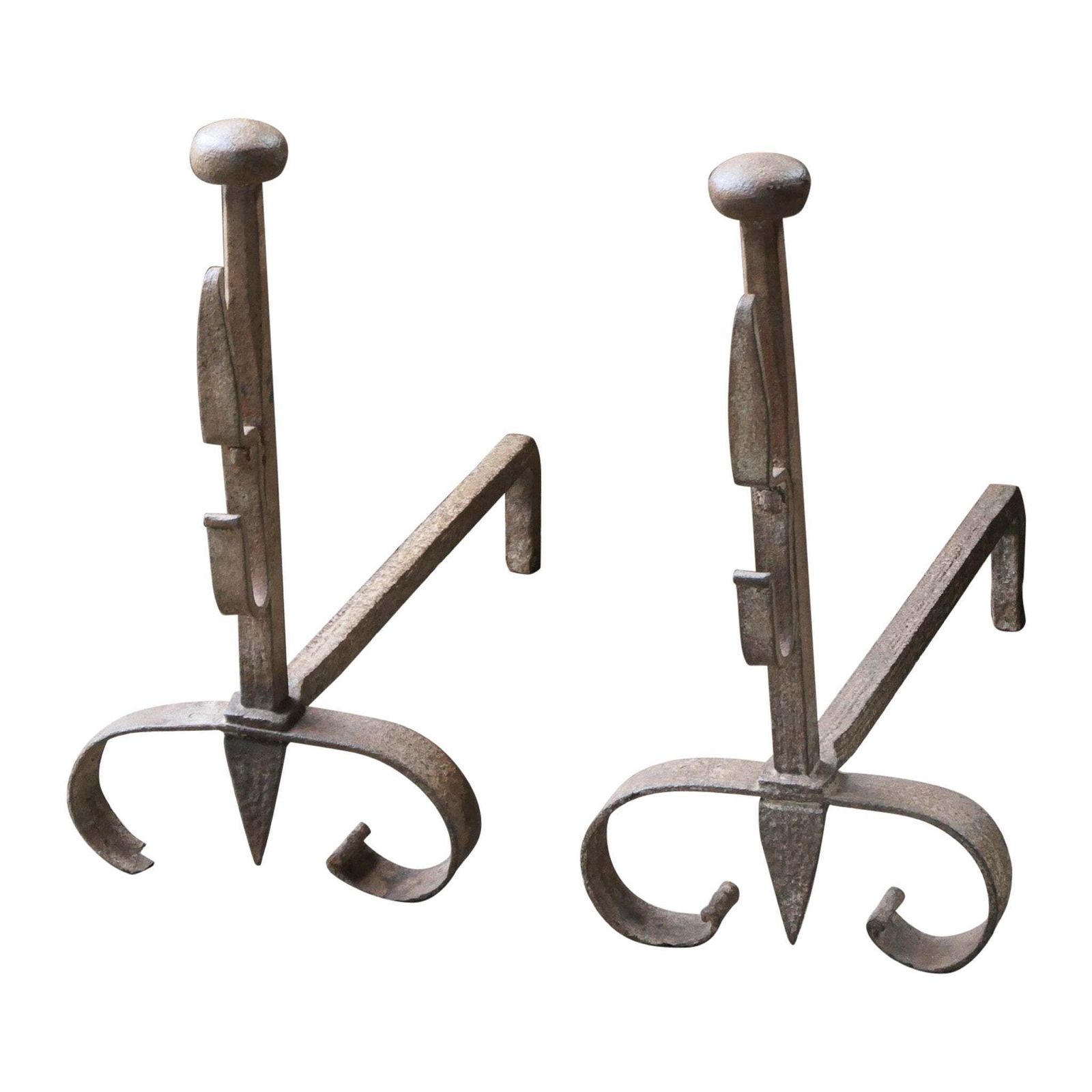 Antique French Napoleon III Andirons Or Firedogs, 19th Century
