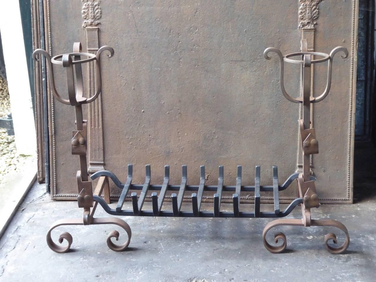 French Wrought Iron Cup Dogs Or Andirons photo buy