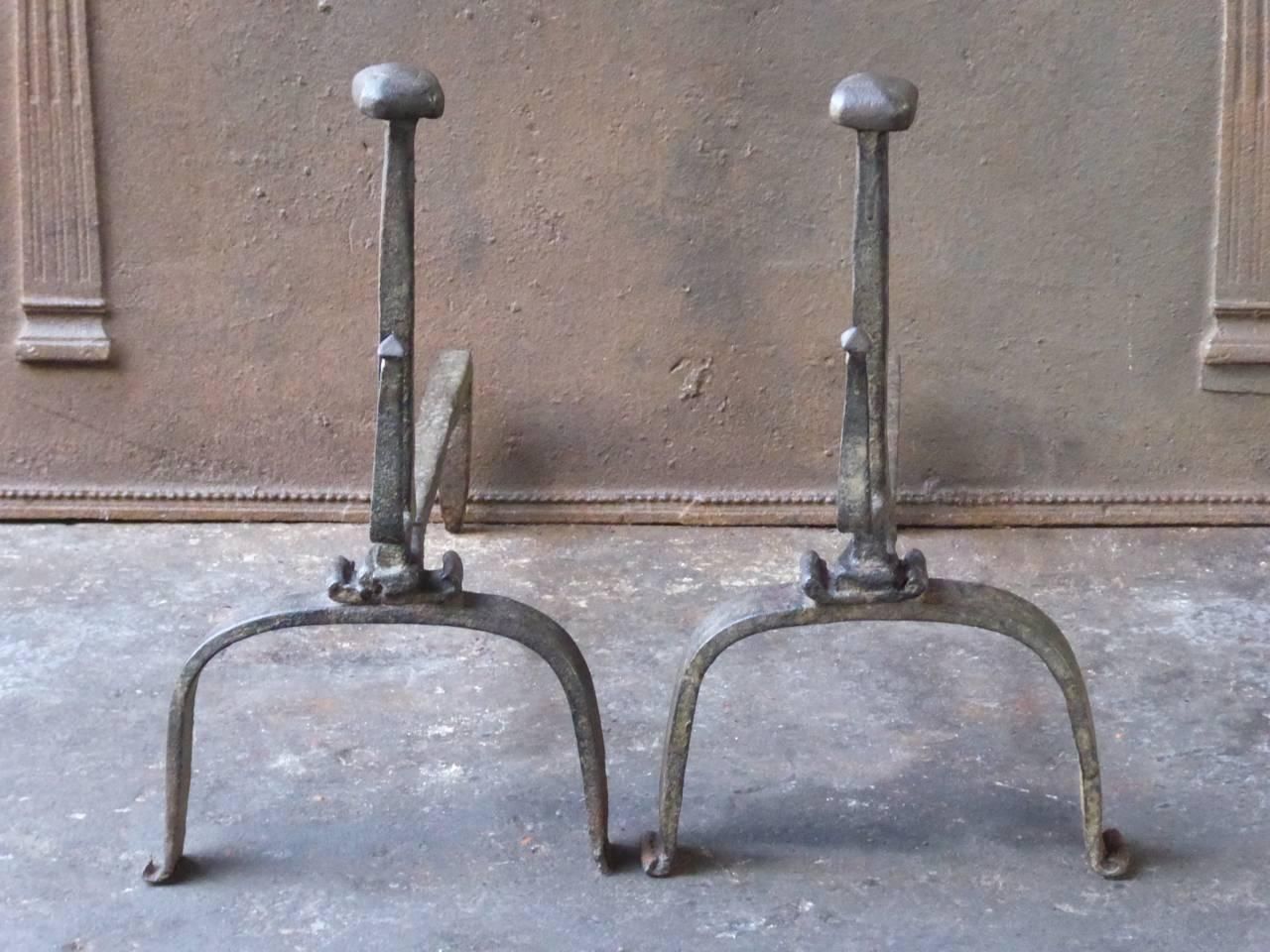 17th 18th Century French Gothic Firedogs, Andirons photo furniture