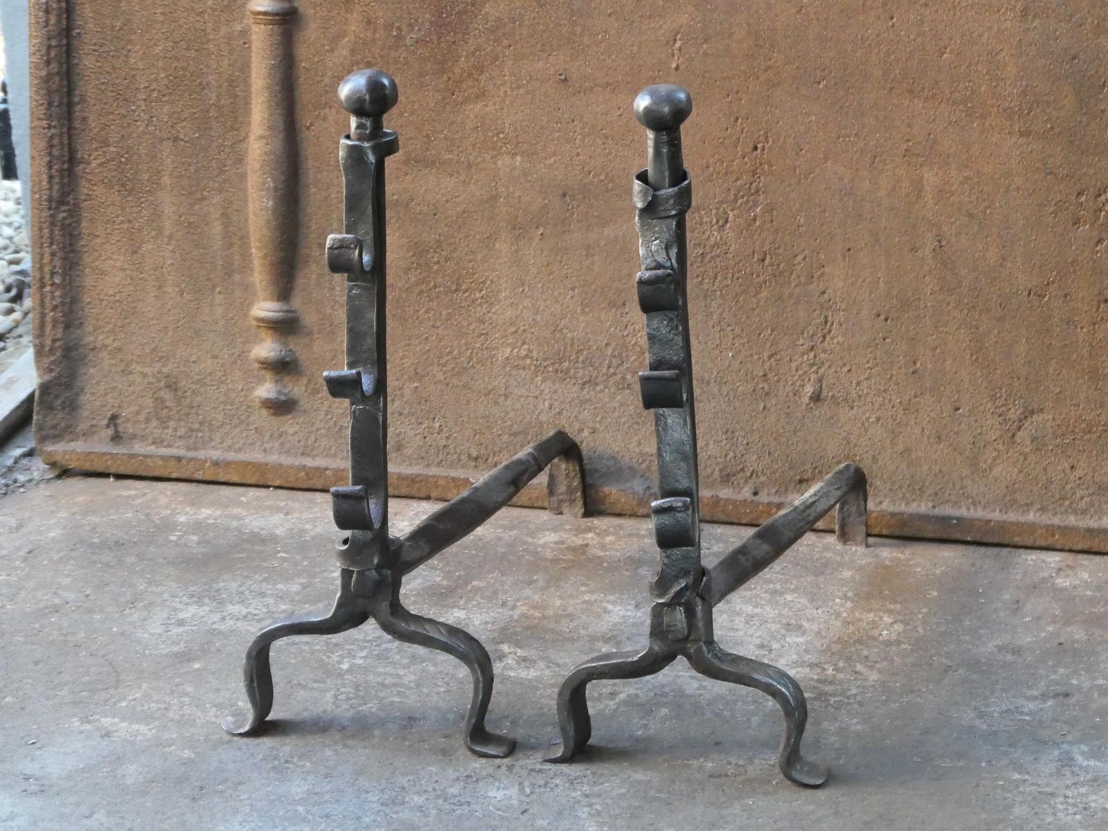 Antique French Gothic Andirons Or Firedogs, 17th Century photo 405.0