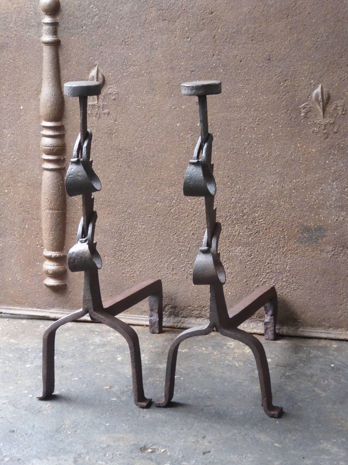 18th Century French Louis XV Andirons Or Firedogs photo for sale