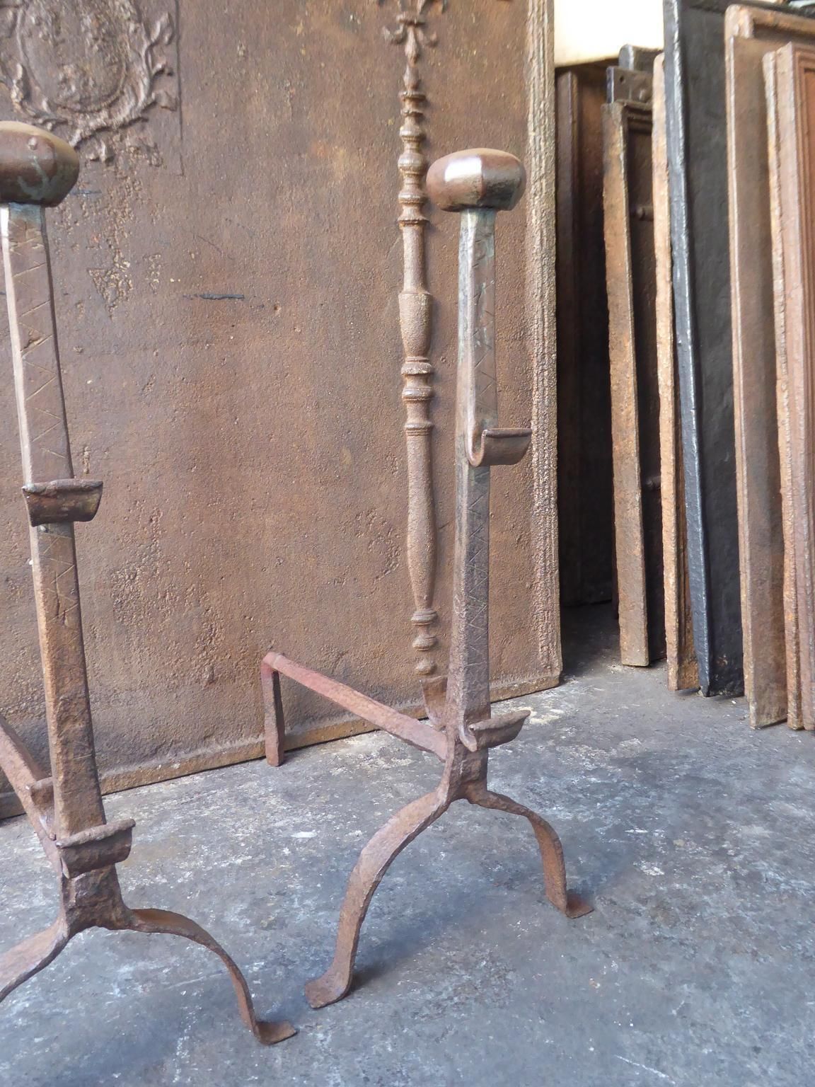 photo furniture 17th Century French Gothic Andirons Or Firedogs