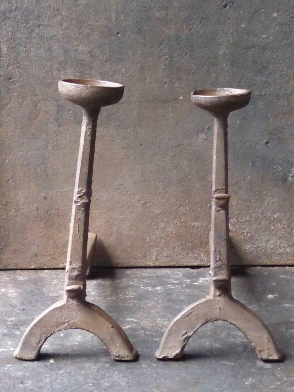 17th Century Gothic Cup Dogs, Andirons photo furniture
