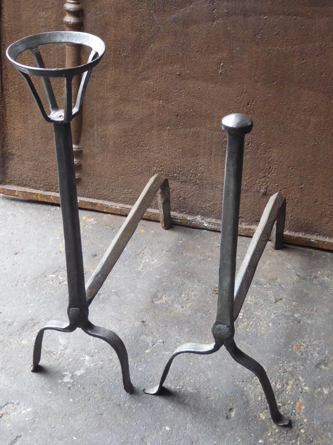 17th 18th Century French Gothic Andirons Or Firedogs photo for sale