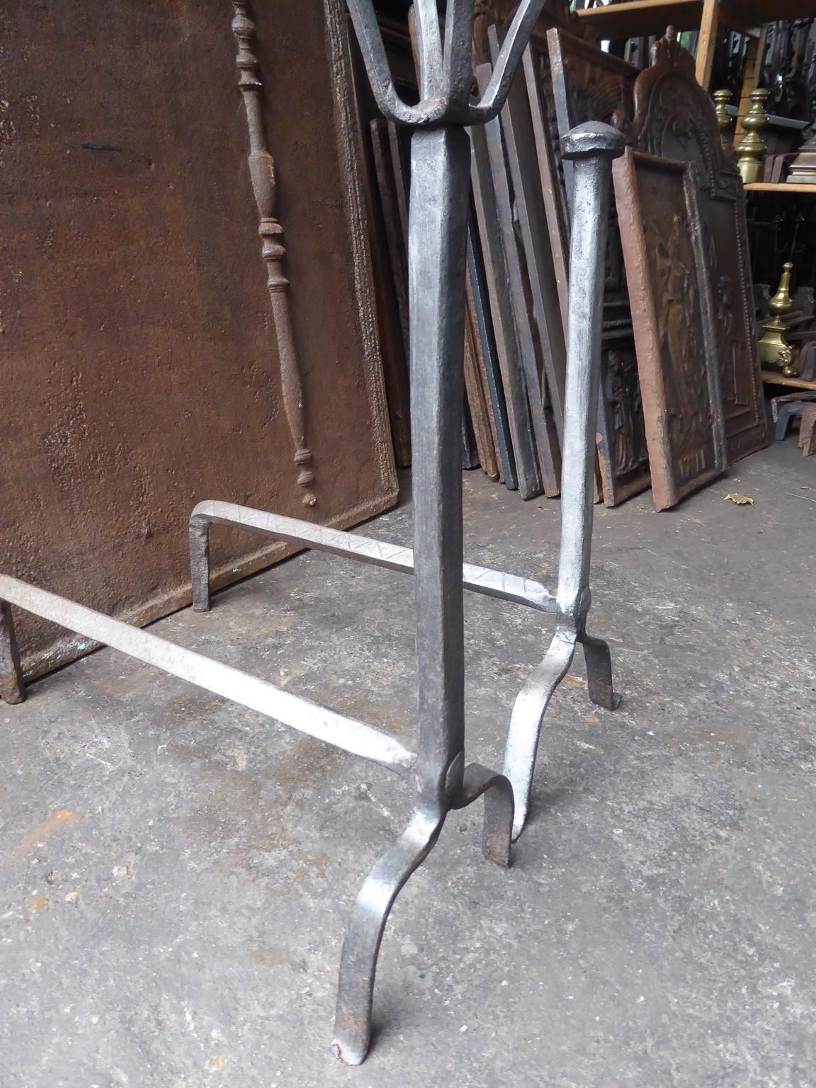 17th 18th Century French Gothic Andirons Or Firedogs photo Home Fixtures