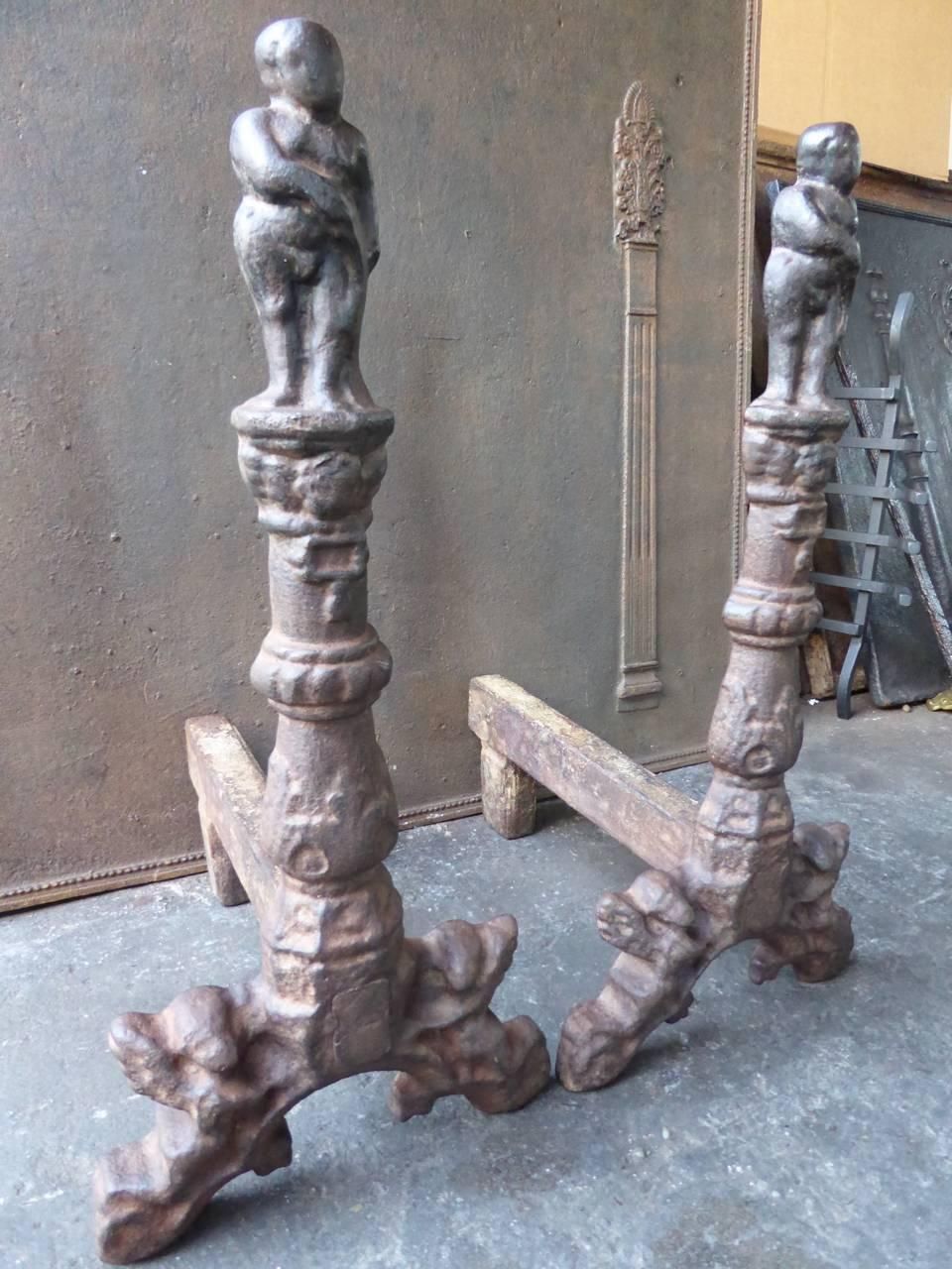 Large 19th 20th Century French Andirons Or Firedogs photo 405.0