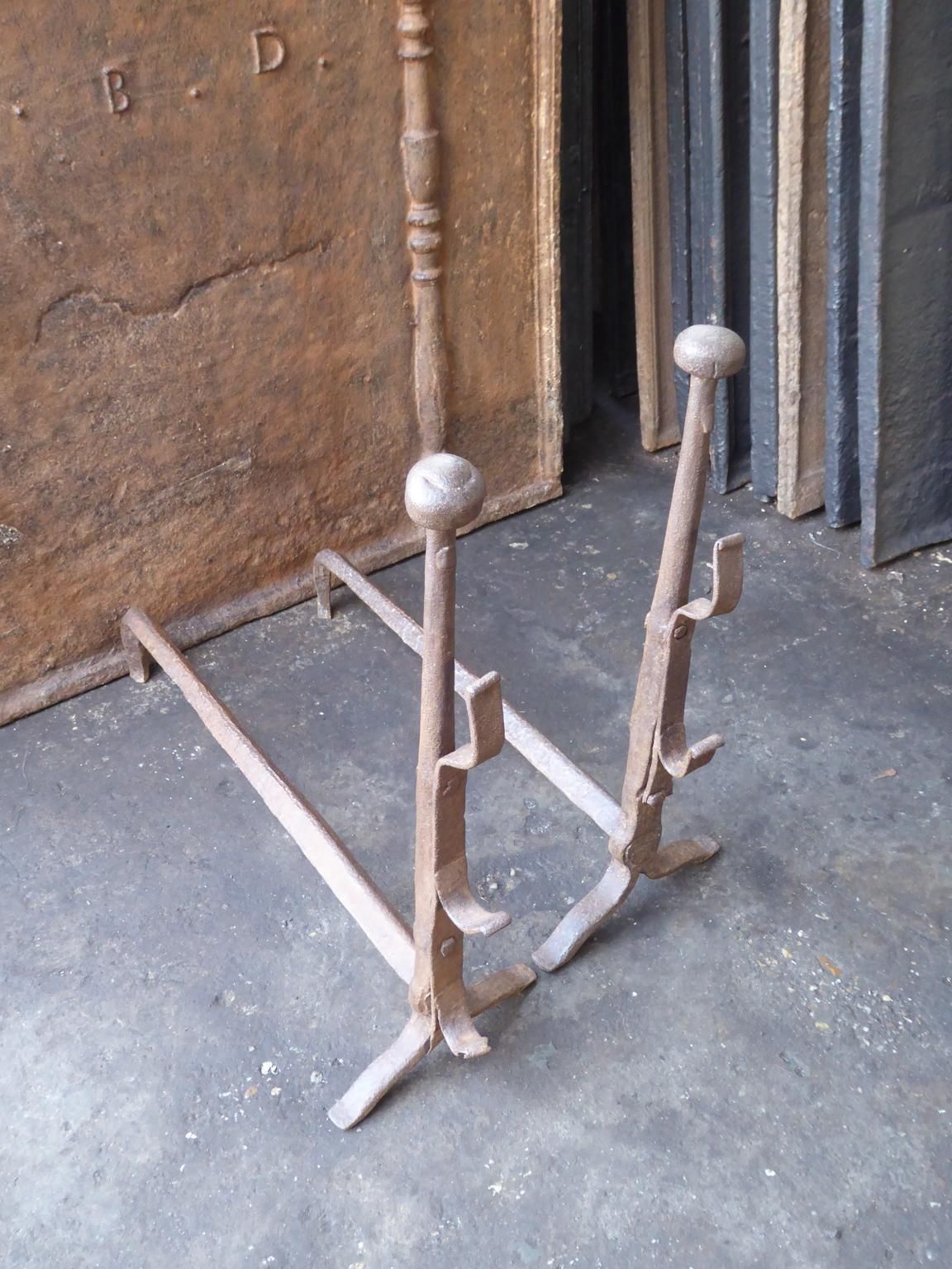 French Gothic Andirons Or Firedogs, 17th 18th Century photo 337.0