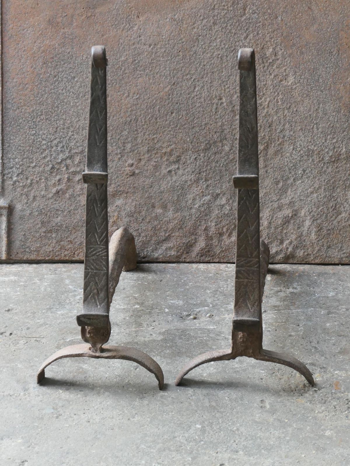 17th Century Louis XIII Andirons, Firedogs, Landiers photo for sale