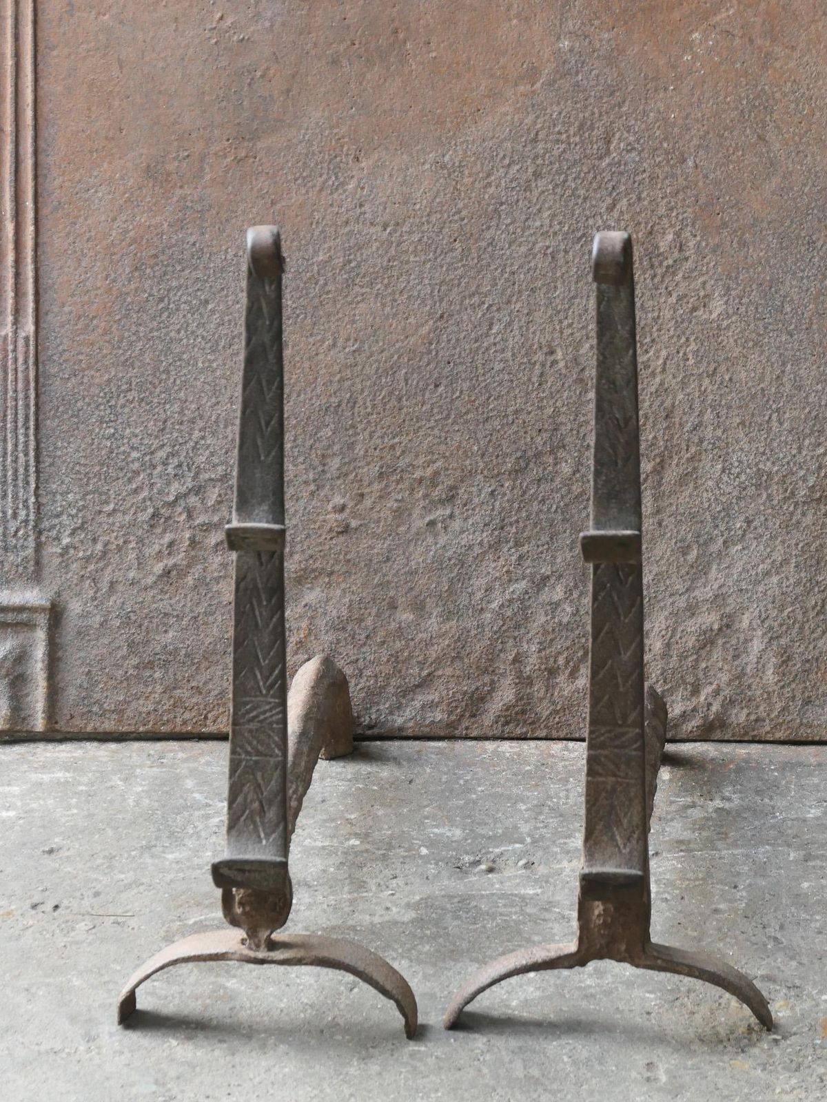 17th Century Louis XIII Andirons, Firedogs, Landiers photo Home Fixtures