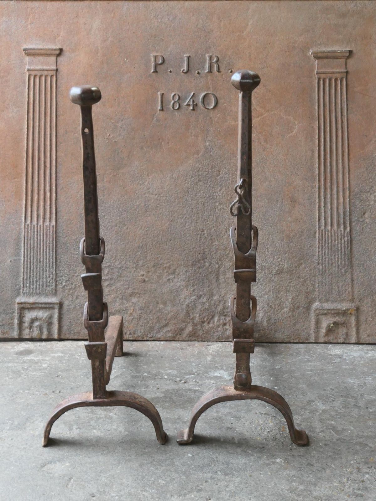 19th Century Large French Andirons, Firedogs, Louis XV Period photo for sale