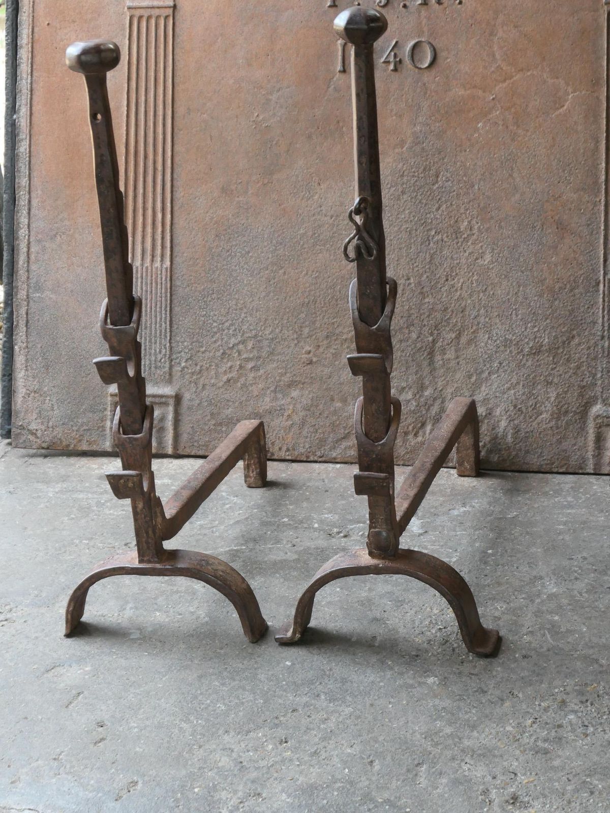 19th Century Large French Andirons, Firedogs, Louis XV Period photo vinterior