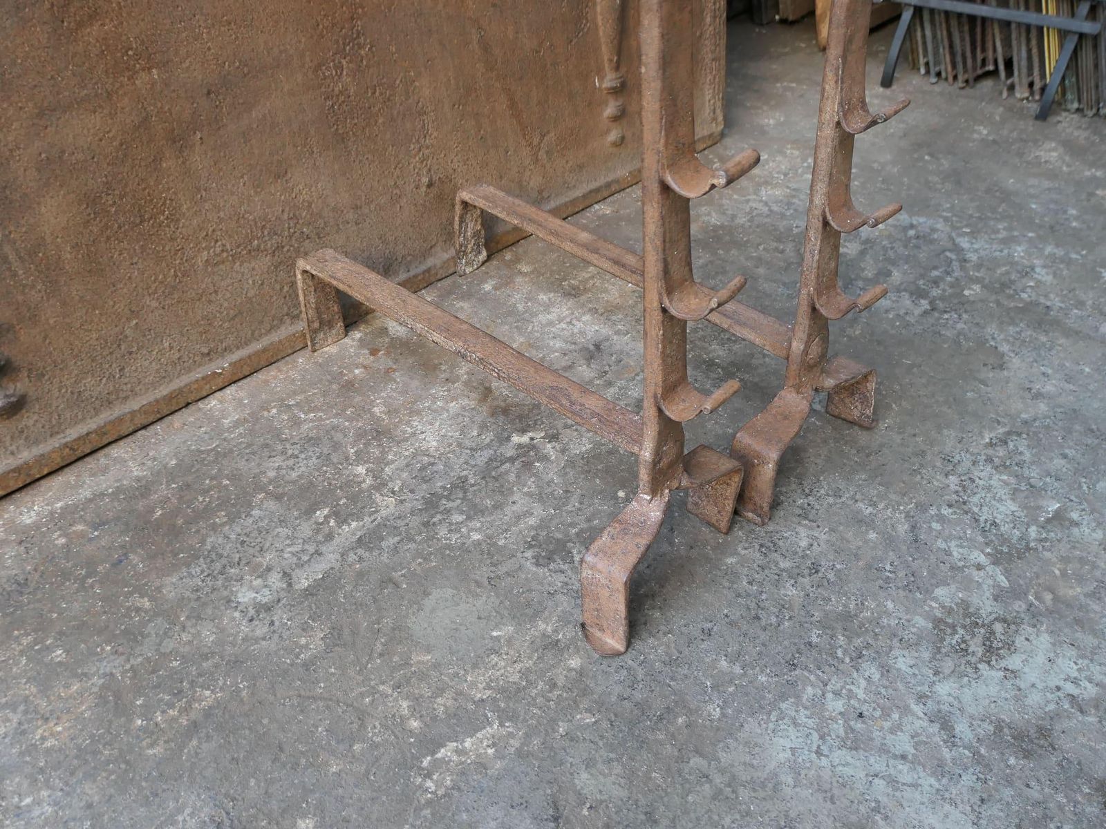 294.0 French Gothic Andirons Or Firedogs, Gothic Period, 17th Century photo
