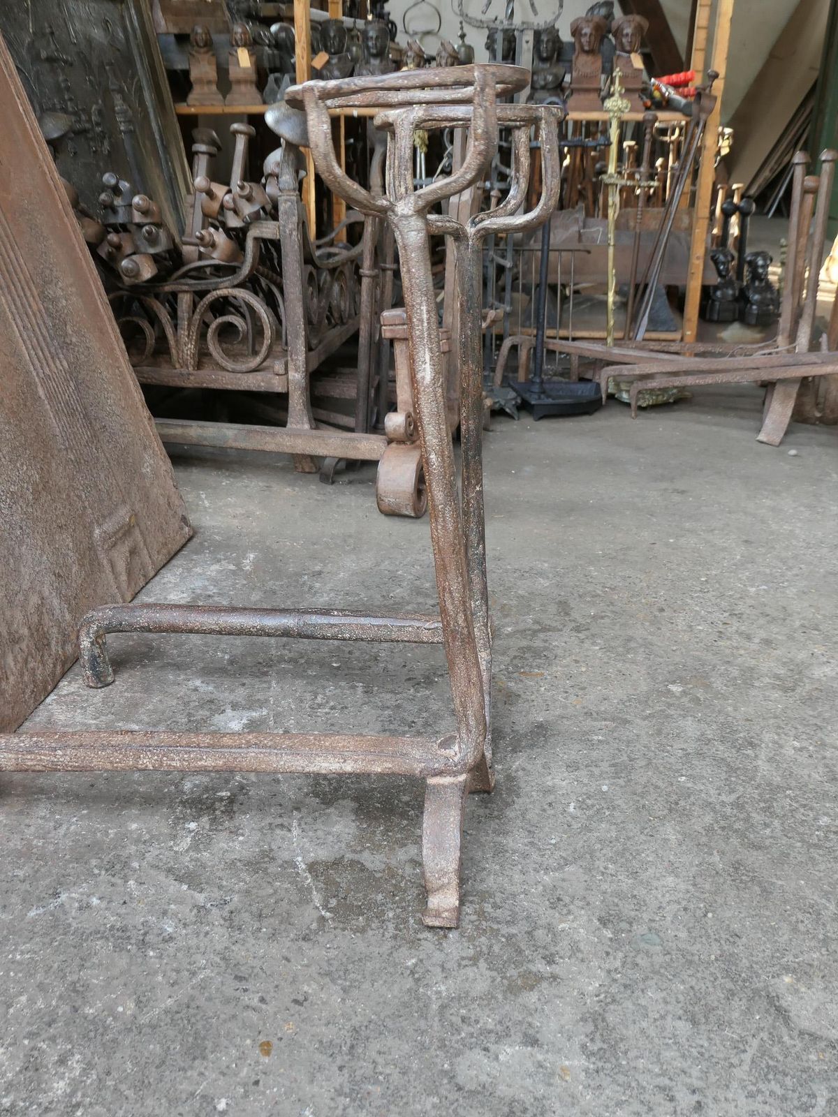 294.0 18th Century French Fire Andirons, Gothic Style photo