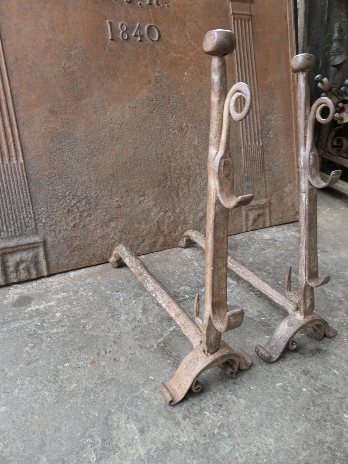 17th Century French Gothic Period Andirons Or Firedogs photo vinterior