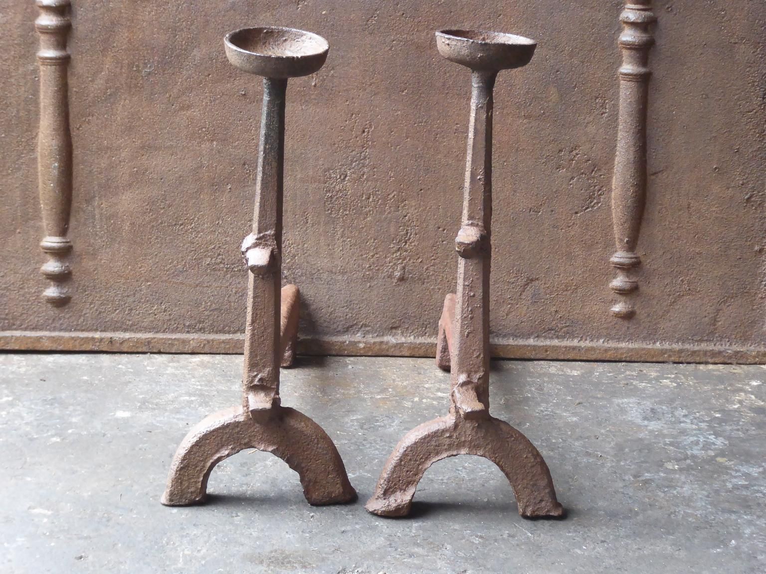 17th Century French Gothic Andirons Or Firedogs photo furniture
