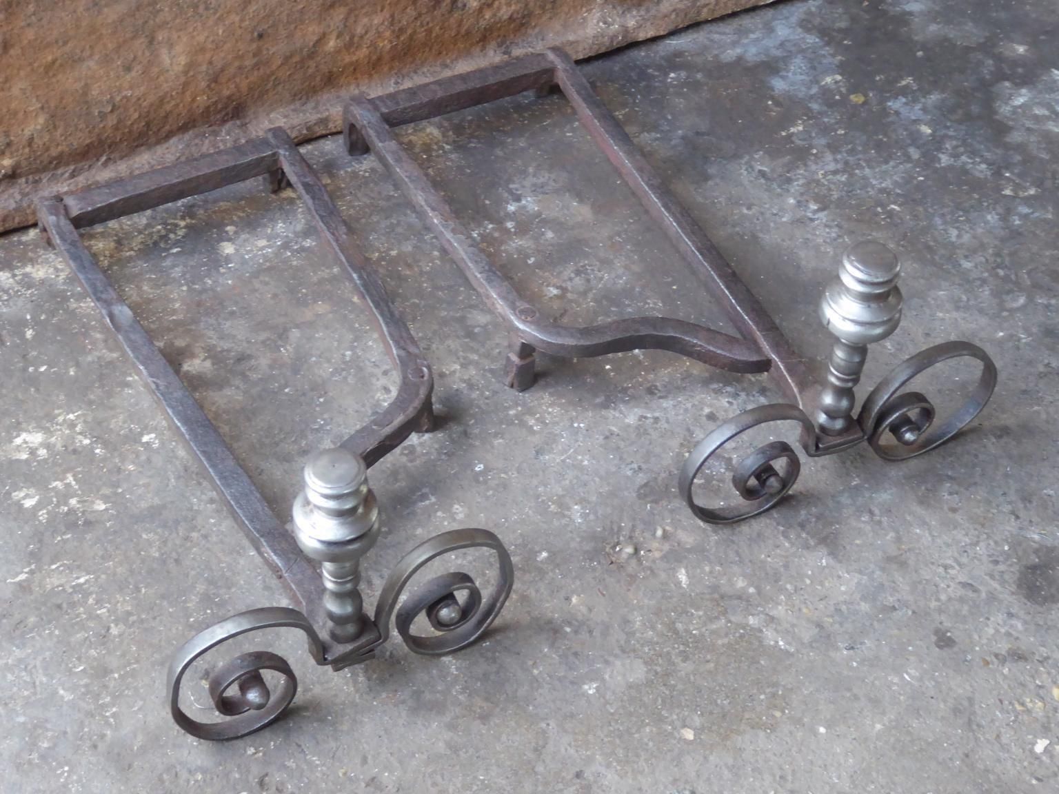Hand Forged French Louis XV Andirons Or Firedogs, 18th Century photo Home Fixtures