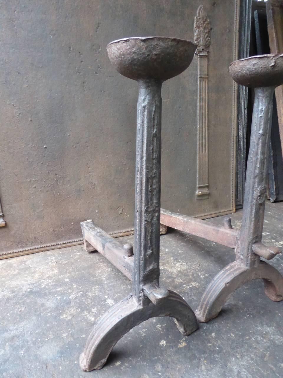 Large French Gothic Andirons Or Firedogs photo 491.0