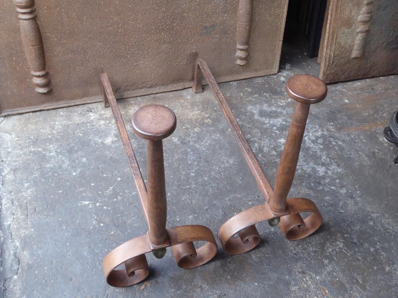 19th Century French Napoleon III Andirons Or Firedogs photo Home Fixtures