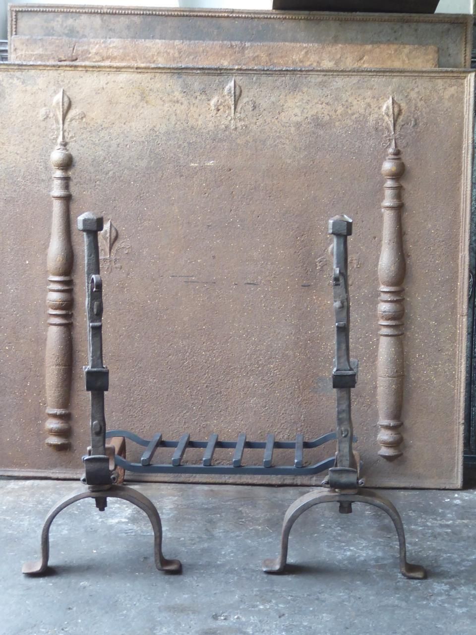 photo vinterior Antique French Gothic Style Andirons Or Firedogs